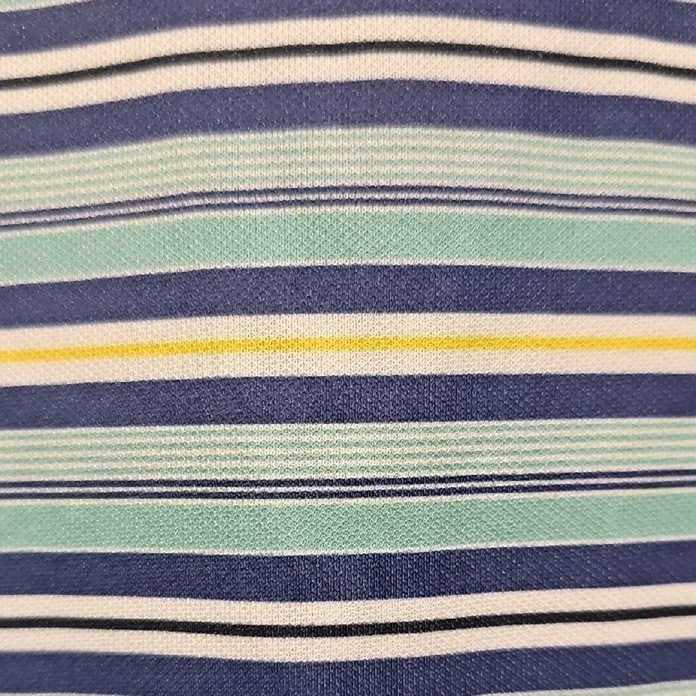 Bermuda Sands Golf Classic Blue, Yellow and White Striped‎ Polo Shirt XL
